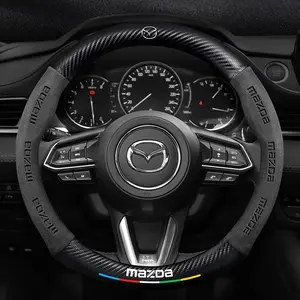 Mazda 3 5 6 Skyactiv Axela Atenza Cx30 Cx5 Cx8 Cx9 Mx5 Rx8 Rx7 Bt50 Carbon Fiber Suede Steering Wheel Cover, Durable & Stylish Accessory