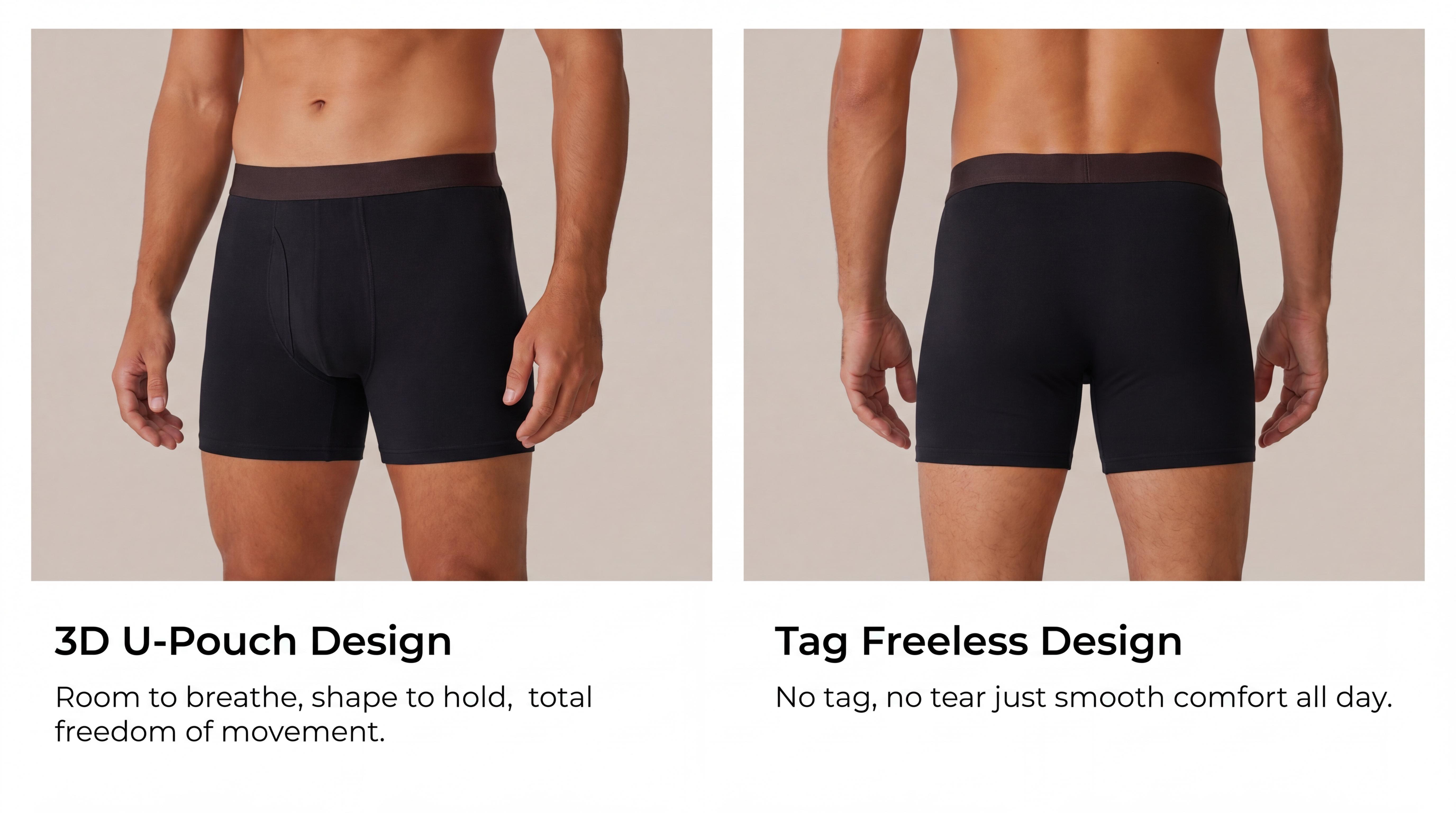 Men's Bamboo Viscose Boxer Briefs 7-Pack, Solid Long Leg Stretch Underwear with U-Pouch & No Ride-Up Fit, Includes 7 Free Socks, Gift for Father, U-Pouch Shape, Boyshorts, Outdoor, Fabric, Briefs + Socks