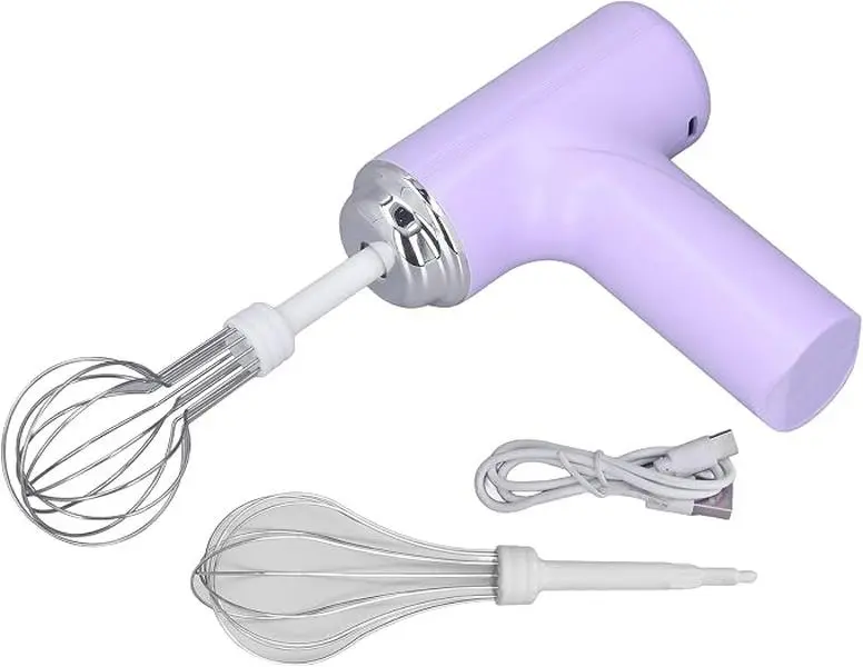 USB Rechargeable Electric Hand Mixer Whisk, 3 Speed Adjustable Handheld Egg Beater, Great for Whipping Cream, Milkshakes, Egg Whites, Cakes, Home Kitchen Baking Desserts