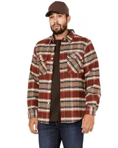 Brixton Men's Bowery Stretch Plaid Print Long Sleeve Utility Flannel Shirt - 01263-Bhbgb