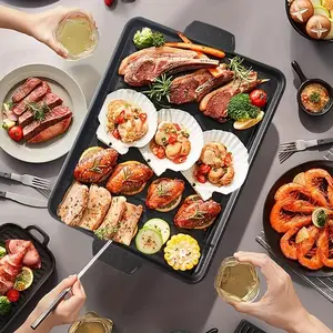 Rectangular Barbecue Pan, Multi-functional Non-stick Smokeless Barbecue Pot, Suitable for Outdoor Camping & Picnics, Portable Outdoor Griddle