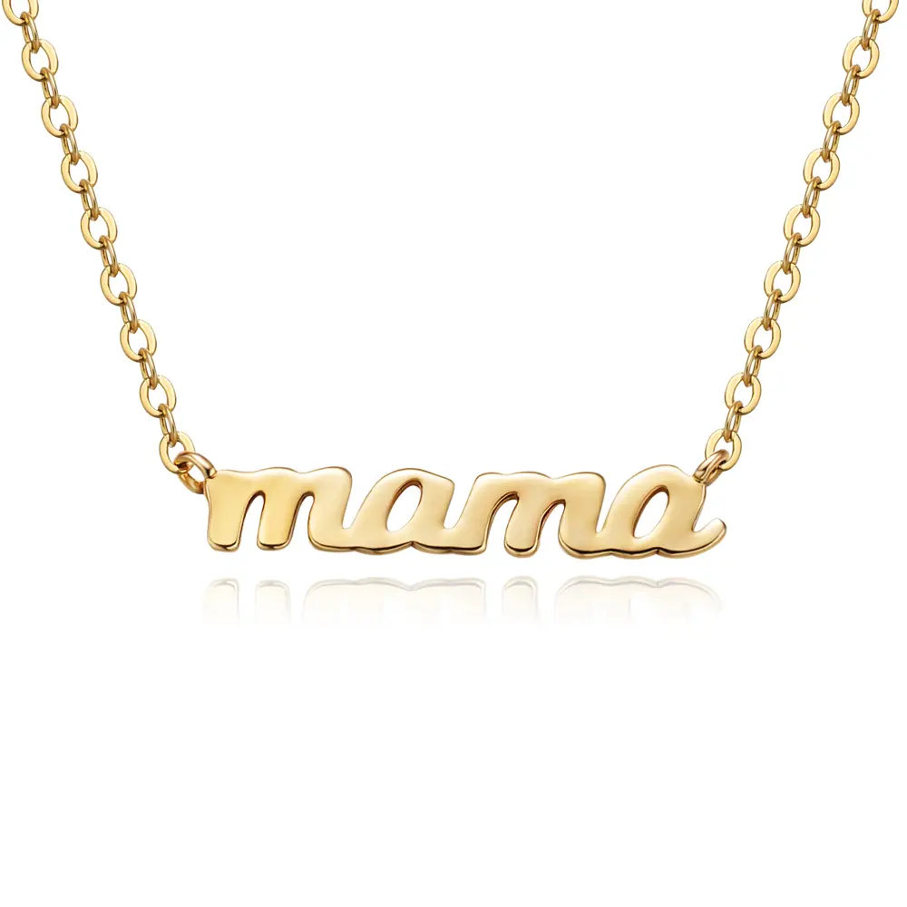 Tewiky Best Gift For Mother' s Day Gold Pendant mama Necklace For Women, Dainty Necklaces For Women Simple Paperclip Choker Necklaces Cute Minimalist Open Necklaces Gold Jewelry For Women and Mother Gifts