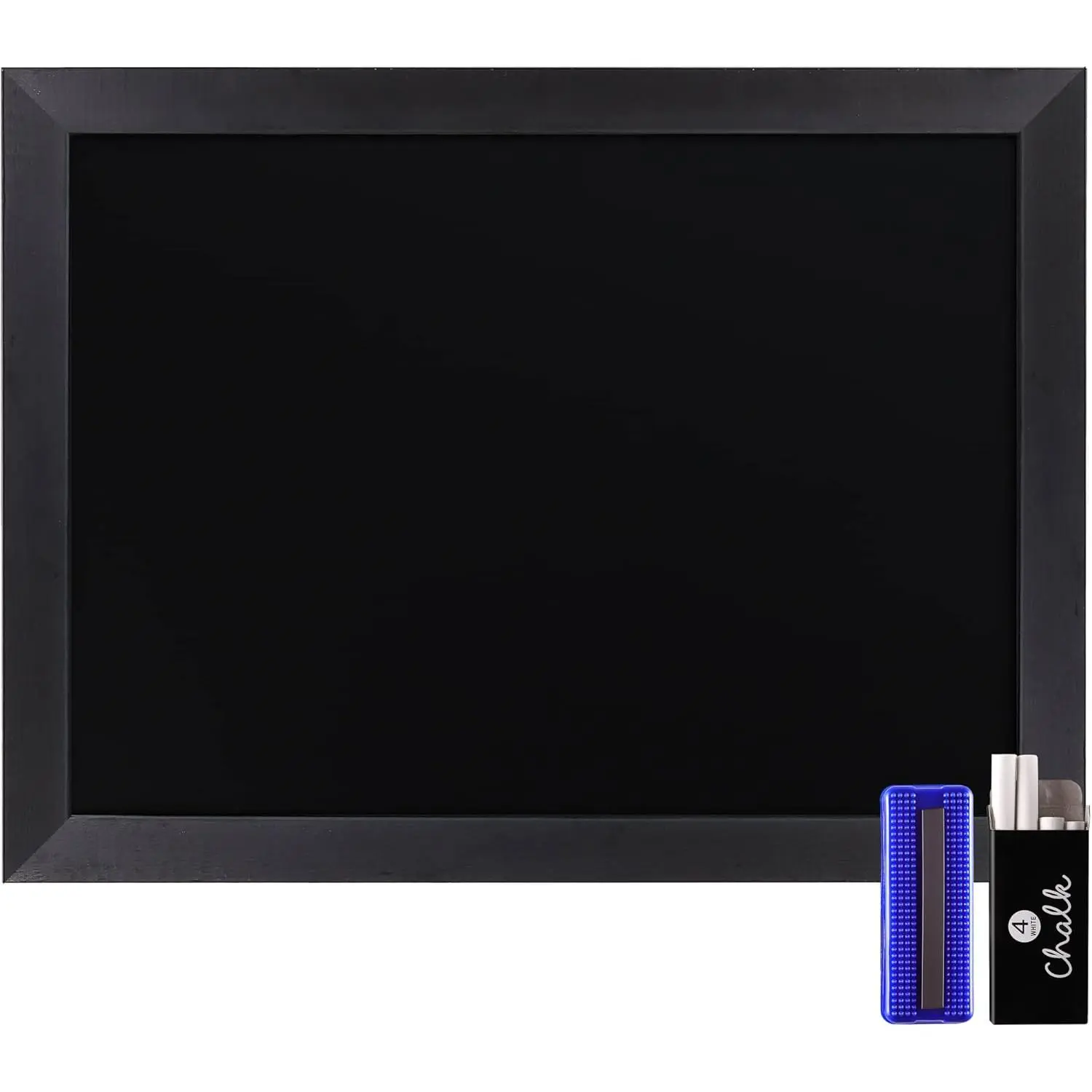 18" x 24" Rustic Black Solid  Frame Wall Chalkboard,  Surface,  Decor, Restaurant & Cafe Menus, Blackboard, Includes Chalk, Eraser & Hanging Hardware