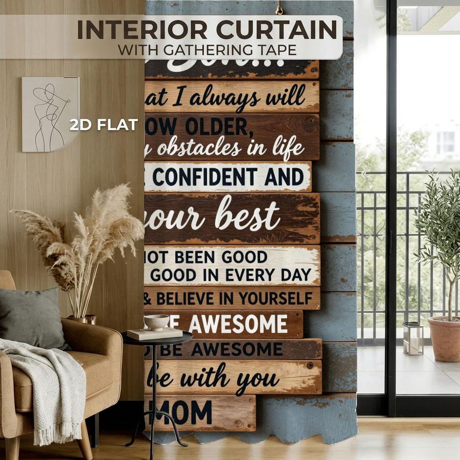 2Pcs Rustic Wooden Board Grain Slogan Sun Blocking Curtains Digital Printed Rod Pocket for Bedroom Office Kitchen Living Room Study Home Decor Multiple Sizes Soft Light Filter Easy Installation