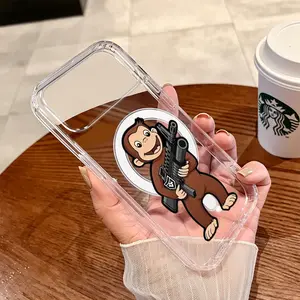 Machine Gun Monkey MagSafe iPhone Case - Transparent Shock-Resistant Case Compatible with iPhone 17/16/15 Pro Max| Wireless Charging Version