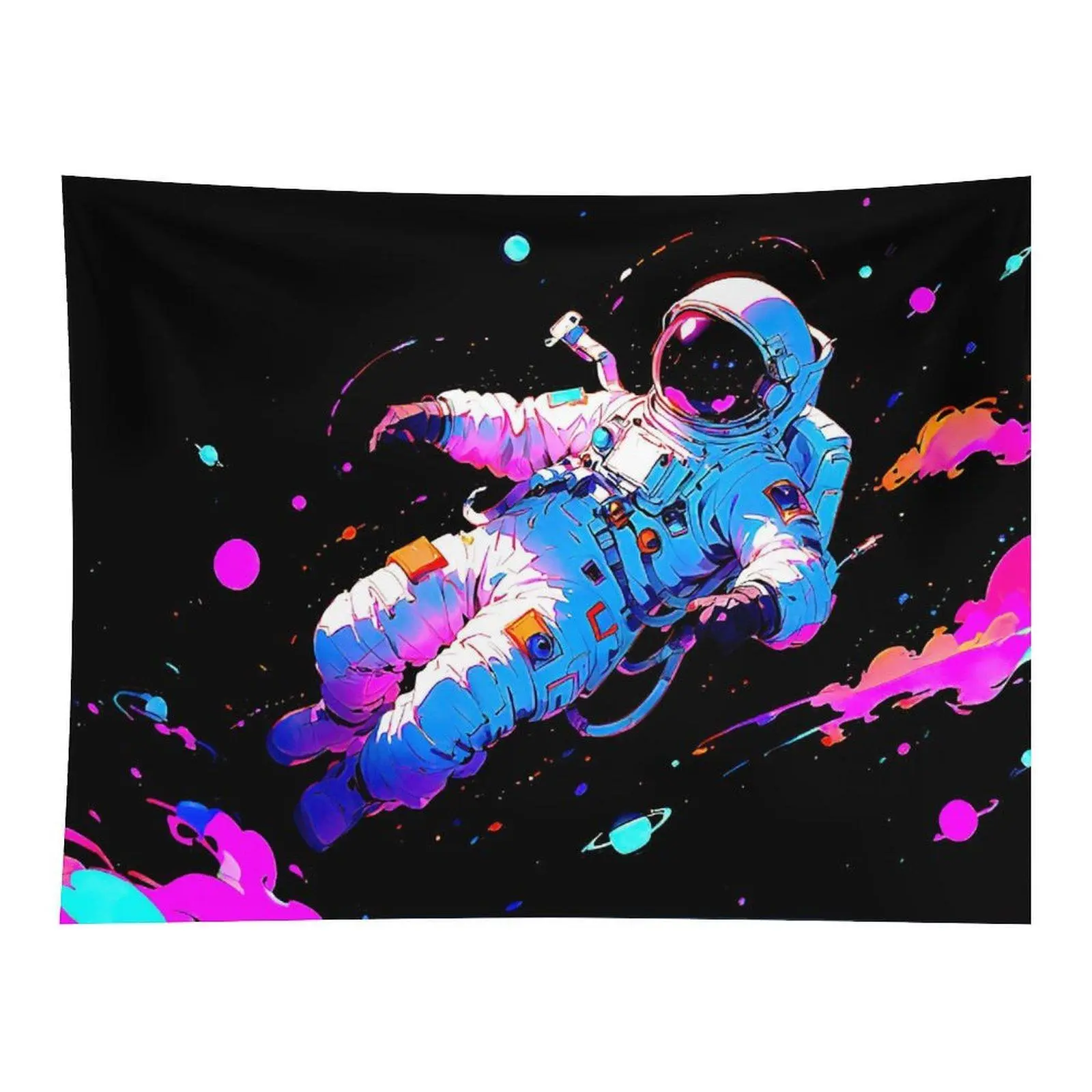 Neon Astronaut Tapestry, Galaxy Space Wall Hanging Decor for Room