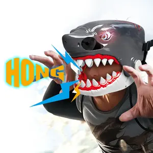 Double the Scare! Roaring Shark Mask with Glowing Eyes - Sound & Visuals for All Ages. Perfect for Halloween, Theme Parties & Game Nights to Instantly Spark Fun!