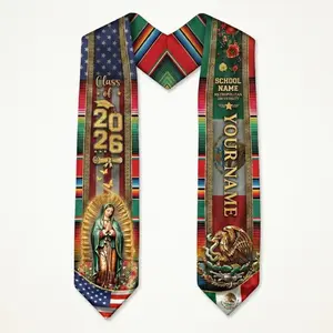 Mexico USA Heritage Graduation Stole Personalized Name School Year, Class of 2026 Cultural Sash, Senior Gift for High School College Ceremony