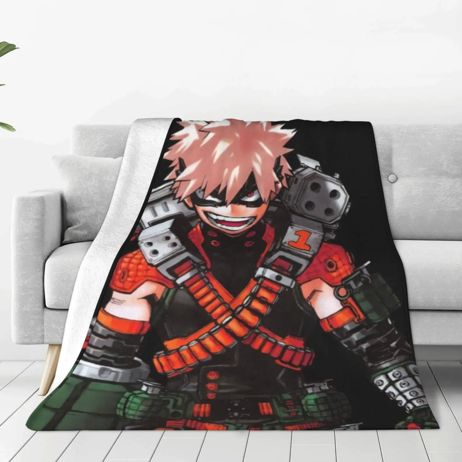 My Hero Academia Bakugo Katsuki Anime Velvet Flannel Fleece Throw Blanket - Velvet Texture, Anti-Pilling Full-Width Print, Soft, Lightweight, Warm, Durable, Wrinkle Resistant, Machine Wash, 30x40in & 60x50in Sizes, Ideal for Adults, Couch Bed Gift Blanket