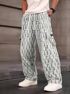 Men's Casual Cargo Pants, Lightweight Loose Straight Leg Multi-Pocket Design, Plain, Comfortable Workwear Style for Everyday Use