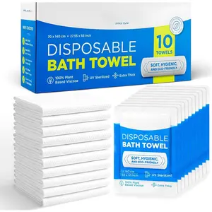 Disposable Bath Towels for Travel, [10-Pack] Thick and Highly Absorbent Disposable Towels for , 27.55 Inch x 55 Inch Size,  Towel for Camping, Hotel, and Portable Use