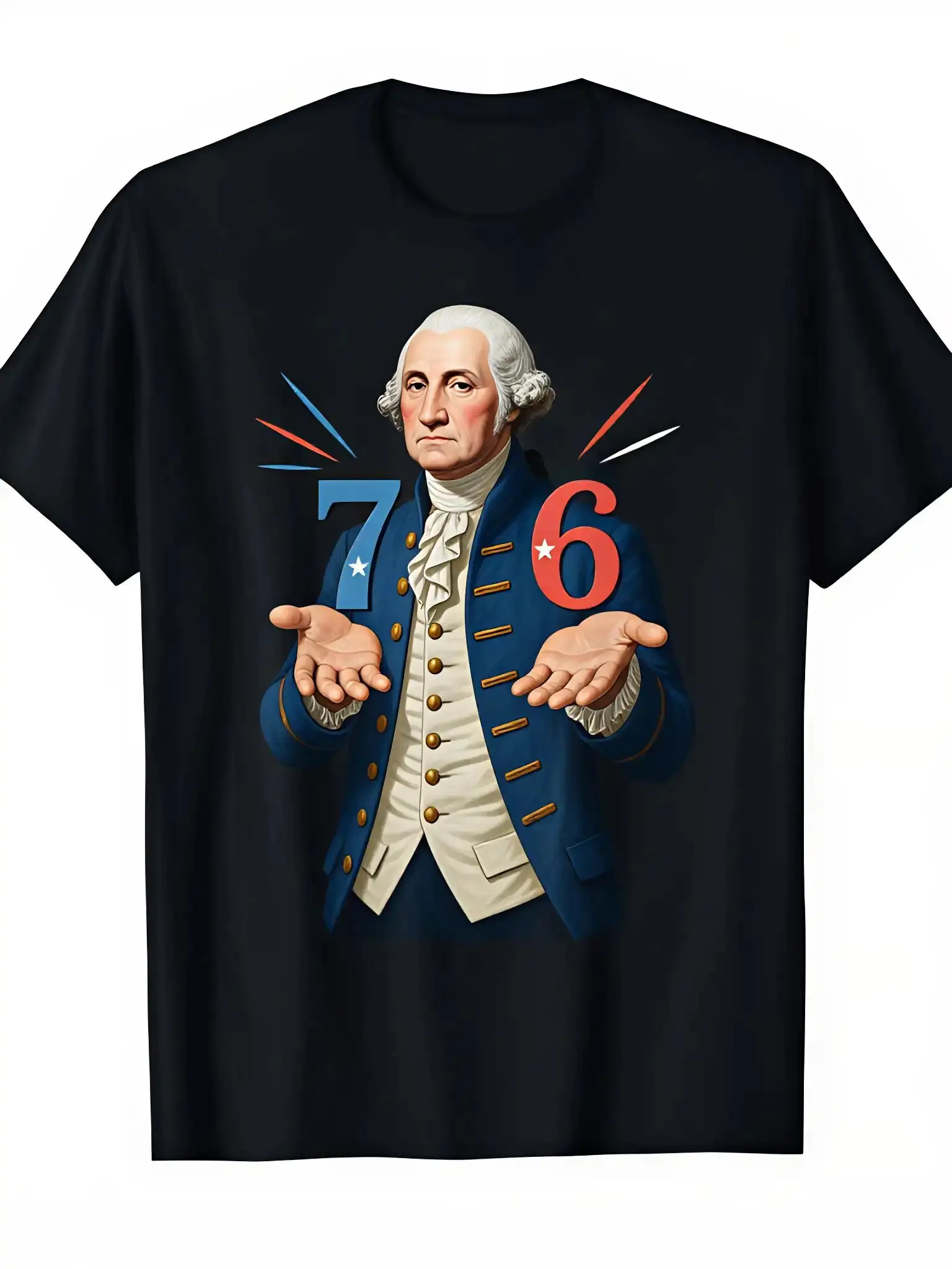 Hugvyn Men' George Washington T-Shirt - APUSH History Teacher Gift, Round Neck Casual Top Suitable for, Casual Attire & American History Apparel