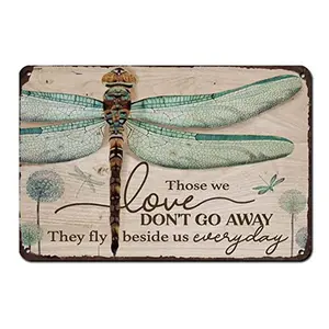 Flyhaw Vintage Tin Sign Green Dragonfly 8x12 Inch Metal Art for Home Garden Bars Cafes Office Store Pubs Club Gift Signage Room Decor Wood Sign Rustic Design Wood Sign Yard Sign