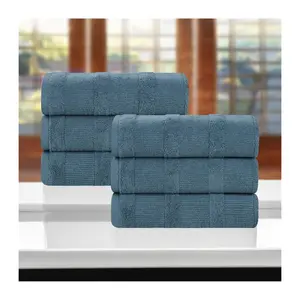 Superior Cotton Ribbed Textured Hand Towels,Set of 6