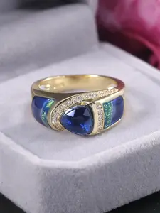 1 PC Glamorous Cubic Zirconia Ring For Women For Wedding Engagement Party Jewelry Valentine's Day Gift Teardrop Bridal Rings