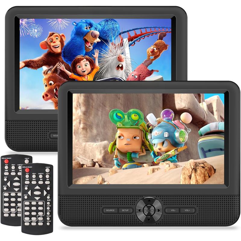 7.5 Inch Dual Portable DVD Player for ,  DVD Player Dual Screen Play a Same or Two Different Movies with Headrest Strap, Support Last Memory, AV Out/in, USB/SD Card, All Regions