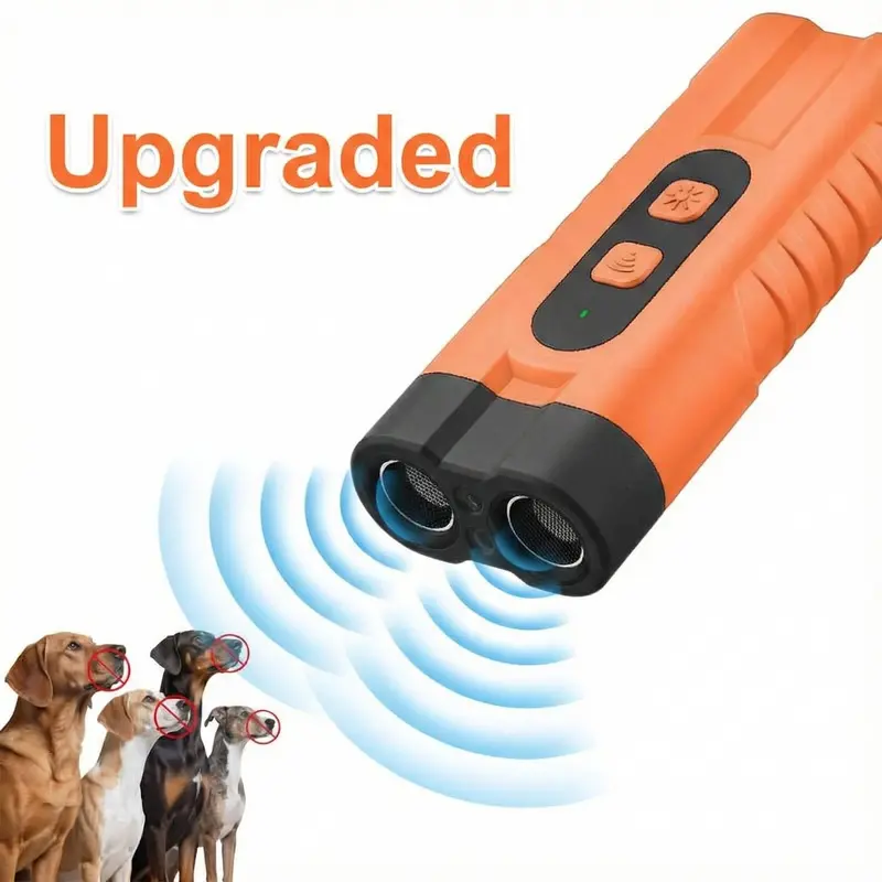Ultrasonic Dog Bark Deterrent Rechargeable Anti Barking Device 30ft Range with LED Flashlight Portable Training Tool Safe for Small Medium Large Dogs