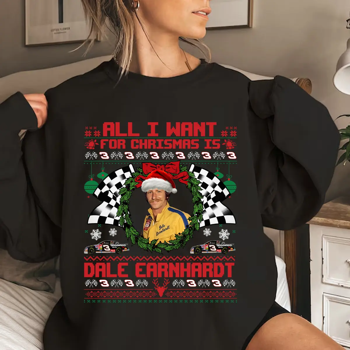 All I Want For Christmas Is Dale Earnhardt Sweater, Vintage Nascar Sweatshirt, Racing Christmas Shirt, Christmas Gift Ideas, Gift For Him And Her