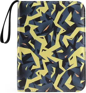 4-Pocket Card Binder, 3-Ring Trading Card Binder with Zipper for 400-Card Collection, Black and Yellow