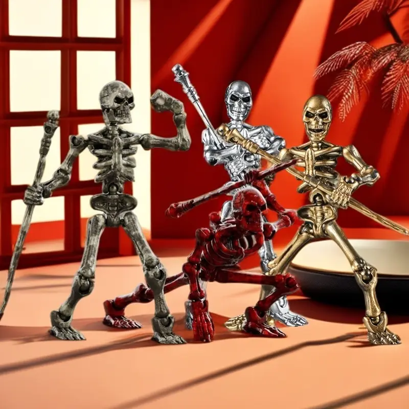 Skeleton Action Figure, Action Figurine, Articulated Figurines, Articulated Figures, Poseable Collectible, 1pc Multi-joint Movable Skeleton Assembly Models, Creative Assembly Toy for Collecting and Gifting