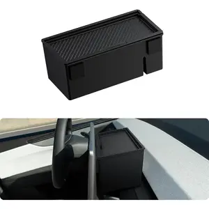 BASENOR Behind Screen Storage for Tesla Model Y Juniper 2025-2026 Model 3 Highland 2024-2026, Hidden Sunglasses Holder Tray with Privacy Protection, Dashboard Center Console Organizer Accessories