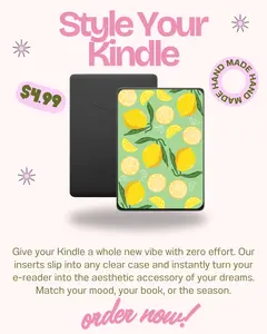 SINGLE INSERT : Fun Cute Kindle Inserts for Kindle Gen. 11, Kindle Gen. 12 , Kindle Colorsoft. Laminated front and back