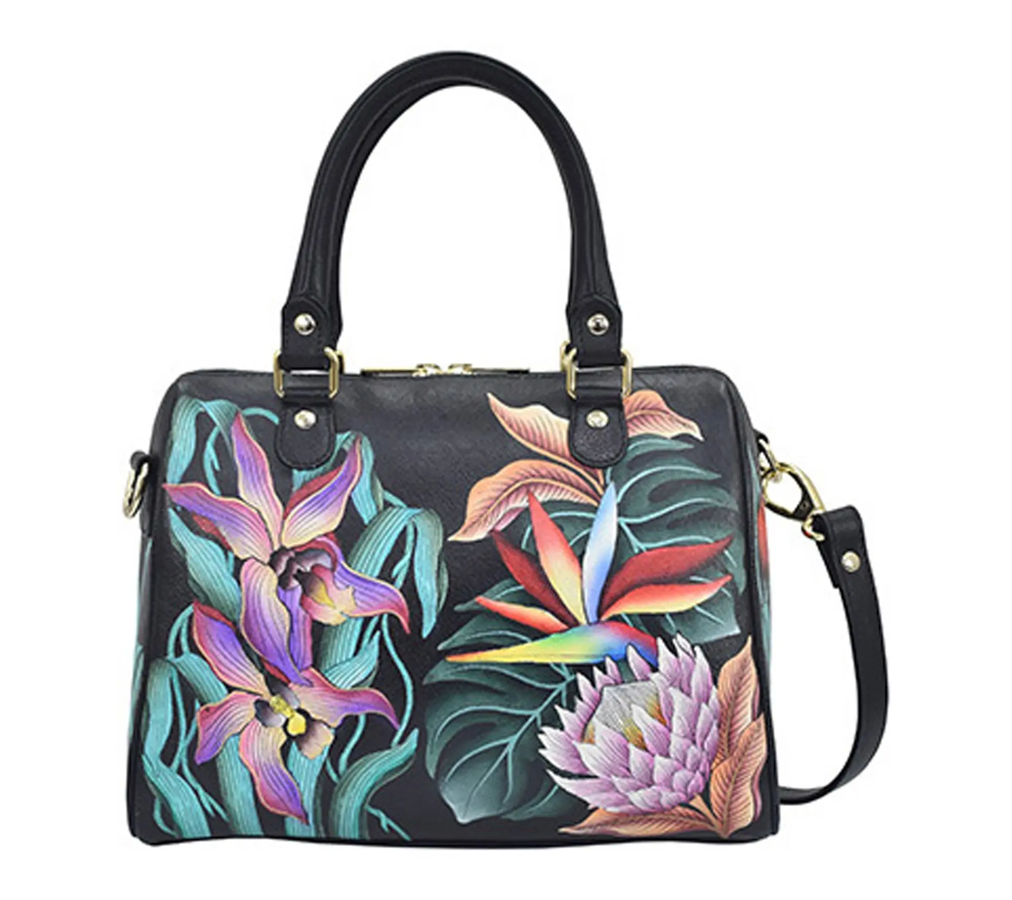 Anushcka Painted Leather Zip Around Classic Satchel