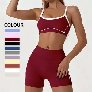 Women's "Naked-Feel" Athletic Set - Form-Fitting Top & Full-Length Leggings |   Outdoor Sports, Color-Block Design |   Running, Fitness, & Yoga Wear