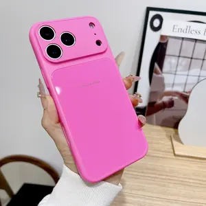 Simple fine hole glass mobile phone case suitable for iPhone17 16 15 14 13ProMax Plus mobile phone case shockproof and drop-proof