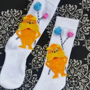 Lorax socks/ dr Seuss socks/ ,crazy sock day/ dr Seuss birthday