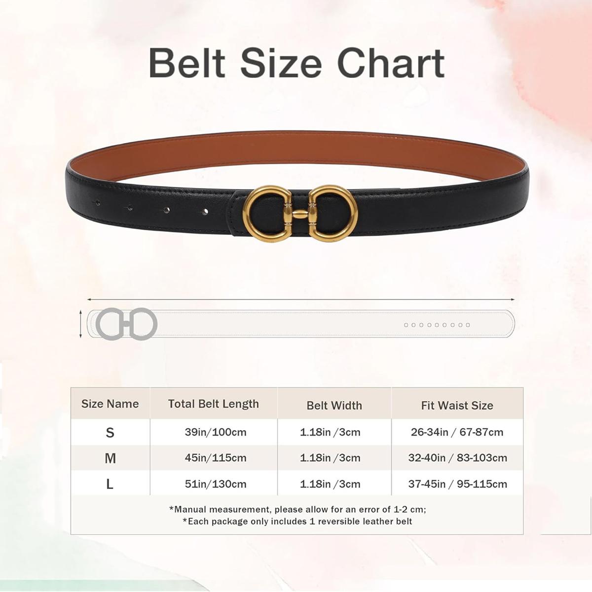 Fashion Elegant Women Reversible PU Leather Belt Vintage Two-in-One Dress Long Coats Belts Ladies Accessories with Golden Buckle