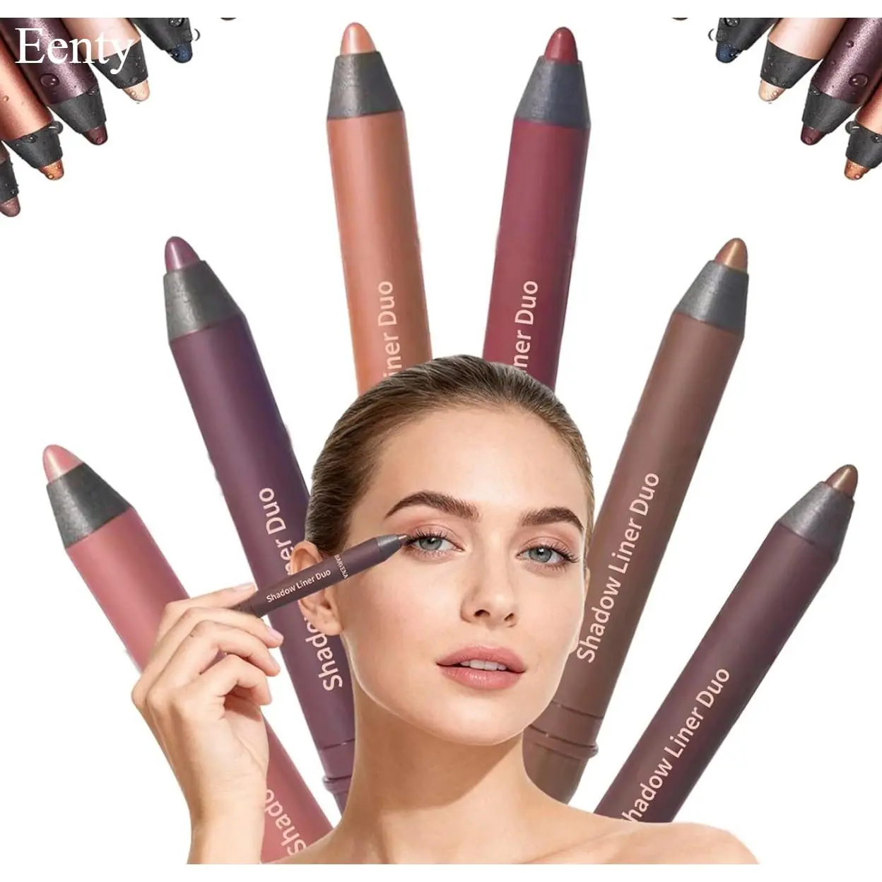 Eenty 6PCS Shadow Liner 2-In-1 Eyeliner & Eyeshadow, Eyeshadow Stick With Smudge Brush, Long-Lasting & Smudge-Proof