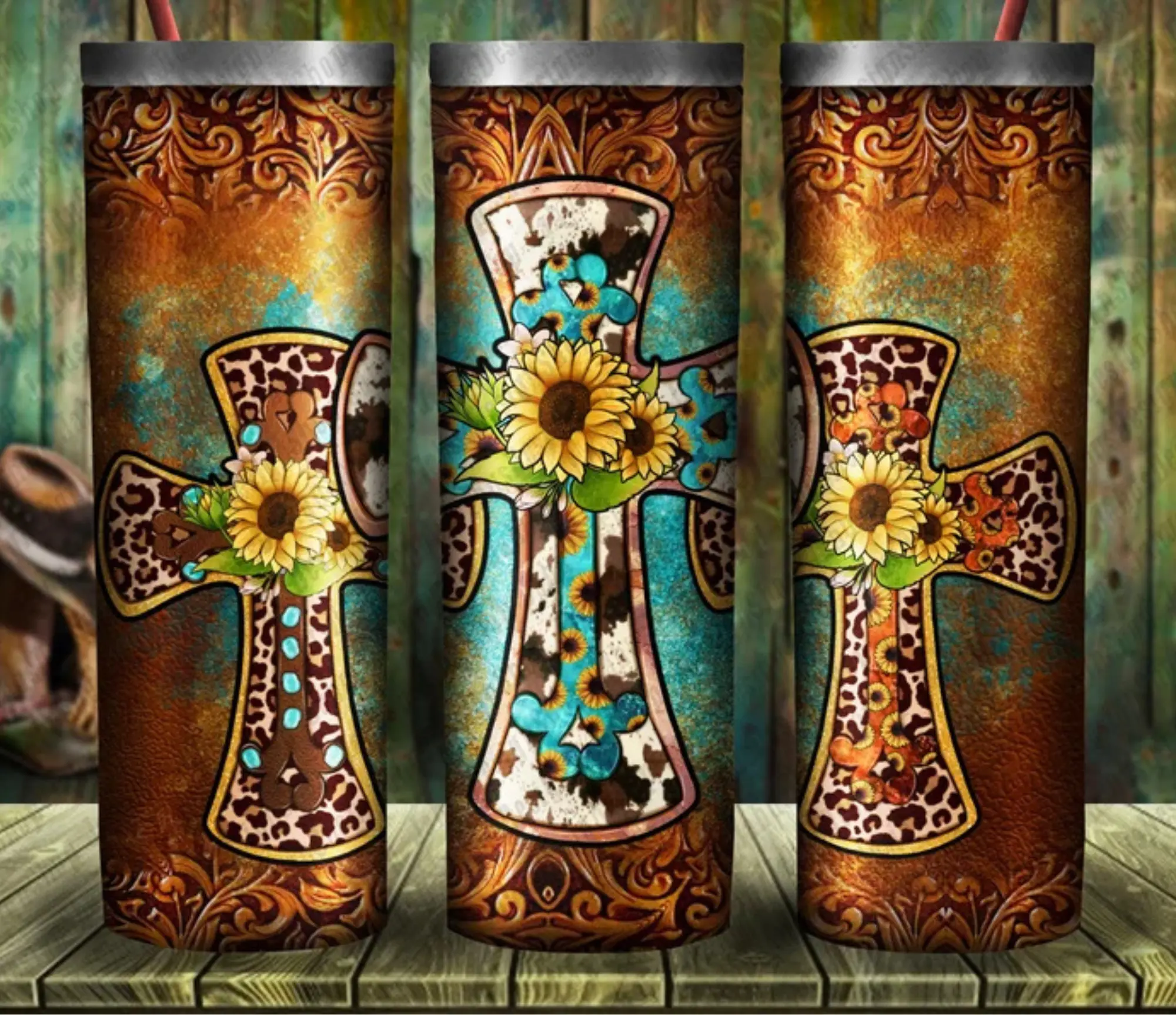 Cross + turquoise | 20oz sublimation transfer print out