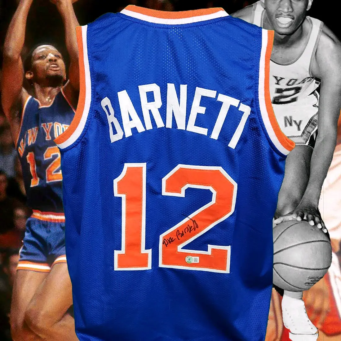 Dick Barnett Autographed New York Knicks Jersey Beckett COA Hologram