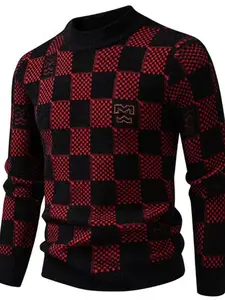 Men's Winter Knit Colorblock Sweater Knitwear, Thick Warm Fashionable Casual Daily Wear, Comfortable Fall & Winter Essential