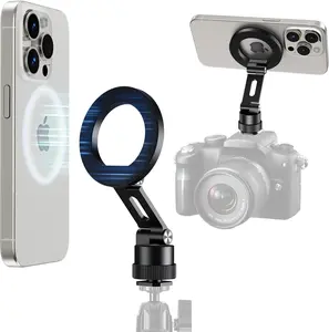 Magsafe Tripod Phone Mount Holder, Foldable Phone Holder for Tripod Attachment with 1/4 Screw & Cold Shoe,    Mount Adapter for Recording  Vlogging