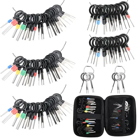 82-Piece Automotive Electrical Connector Terminal Removal Hardware Kit - High Hardness Stainless Steel & Plastic Grip Extractors, Casing Tools, Tool Accessories for Cars, Motorcycles with Long-Lasting Push and Pull Functionality