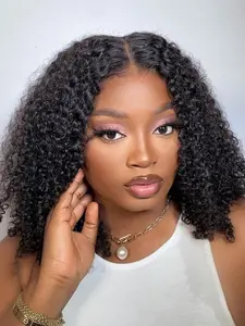 13x4 Lace Closure Bob Wigs Human Hair Pre Plucked Pre Cut Deep Wave Wigs Human Hair Jerry Curly Lace Front Wigs for Black Women Natural Density Deep Curly Wig 12-16 inches Lace Frontal Wigs