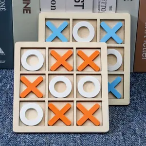 Wooden Tic Tac Toe Board Game, XOXO Board Game, Classic Interactive Puzzle Toy, Educational Logic & Strategy Development Toy, Family Board Game