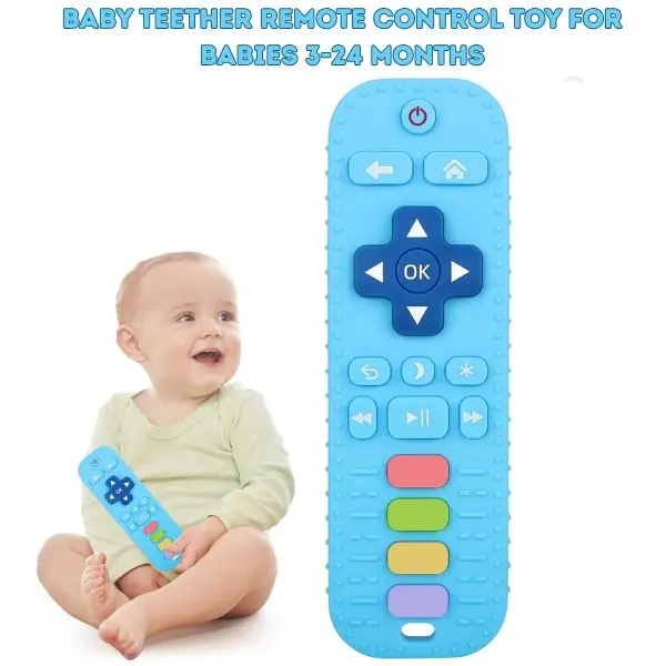 Silicone Baby Remote Teether Toy, Teething Relief Chew Toy for Infants & Toddlers, Sensory Toy for 3-18 Months, Perfect Baby Gift