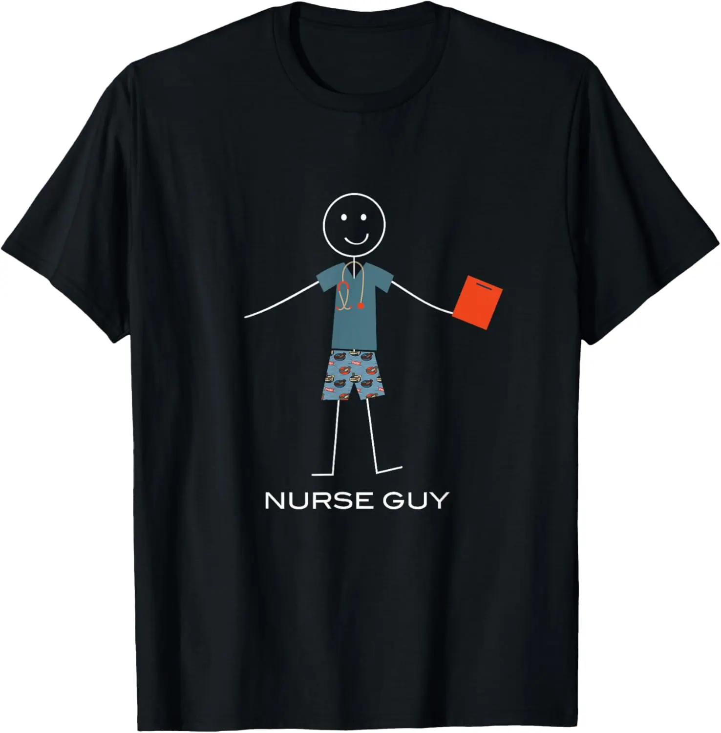 Men's Funny Nurse Graphic T-Shirt, Vintage Distressed Streetwear Style, 100% Cotton Short Sleeve Top for Casual Wear