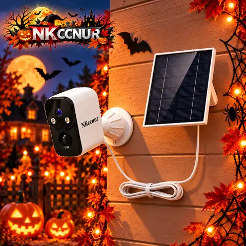 NKccnur Solar-Powered Outdoor Home Security Camera System - AI Solar CCTV, Motion Sensor Outdoor, Starlight Color Night Vision, 2-Way Audio, IP66 Rated, Cloud Storage, WiFi-Enabled, iOS/Android Compatible Surveillance Device