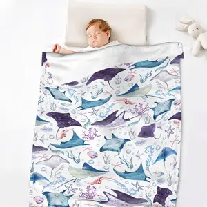 Flannel Blanket |Manta Ray Stingrays Flannel Throw Blanket Soft Warm Cozy Lightweight, Seaweed Ocean Gifts For Men Women Adult For Couch Bed Sofa Living Room Bedroom Decor| Home & Gift