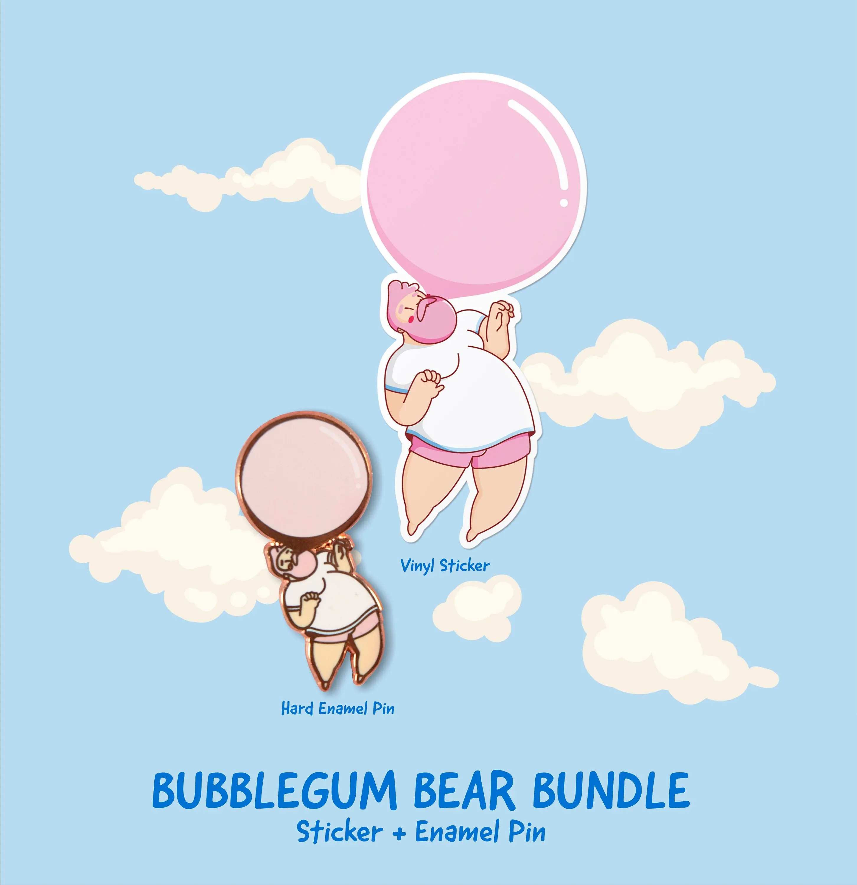 Chunky Vibes - Bubblegum Gay Bear Vinyl Sticker + Hard Enamel Pin Bundle