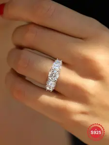 S925 Sterling Silver Fashion Promise Wedding Ring, Luxury Ladies Fine Jewelry, Elegant Bridal Engagement Ring for Women, Trendy All-match & Exquisite Jewelry for Gift
