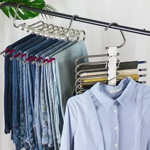 Trousers rack Multi-layer folding telescopic multifunctional stainless steel trousers rack reinforced non-slip hanger trousers