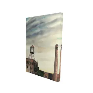 212 MAIN Brown Water Tower Wall Artwork Photo - 24x36 in. Artistic York Building Print, Home Decor Room Wall Decoration