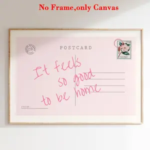 1 Pc, Wall Art, Decorative Artwork, Vintage Poster, It Feels So Good To Be Home Vintage Postcard Poster, Stylish Horizontal Print, Home Decor, Unframed, Quote Prints