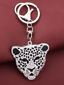 Cool Leopard, Rhinestone Embellished Women's Bag Charm, Handbag Backpack Pendant, Car Key Decoration, Stylish Keychain, Valentine's Day Gift