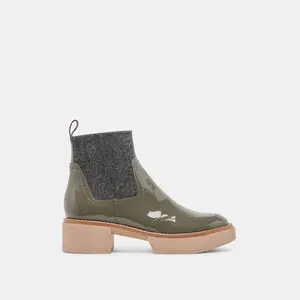 Dolce Vita SALINE H2O WIDE BOOTIES DARK OLIVE CRINKLE PATENT